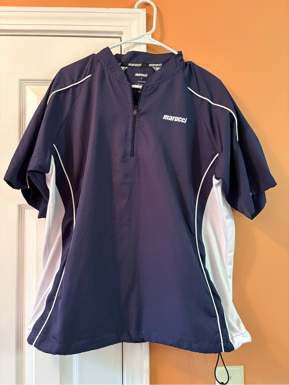 Marucci Men's Navy Pullover Baseball Jacket with White Panels